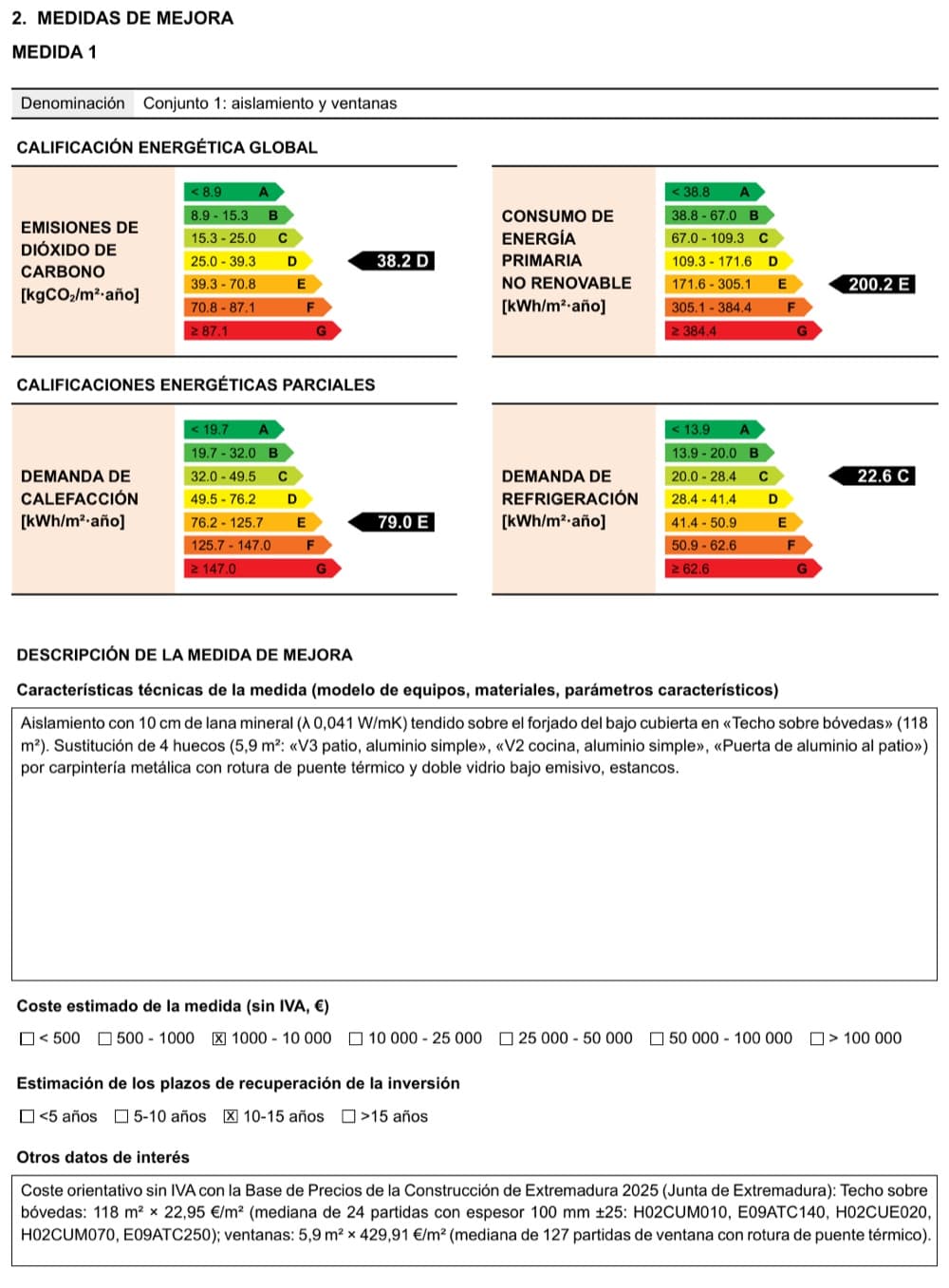 Página 11 · cada medida, calificada por CE3X y con su coste